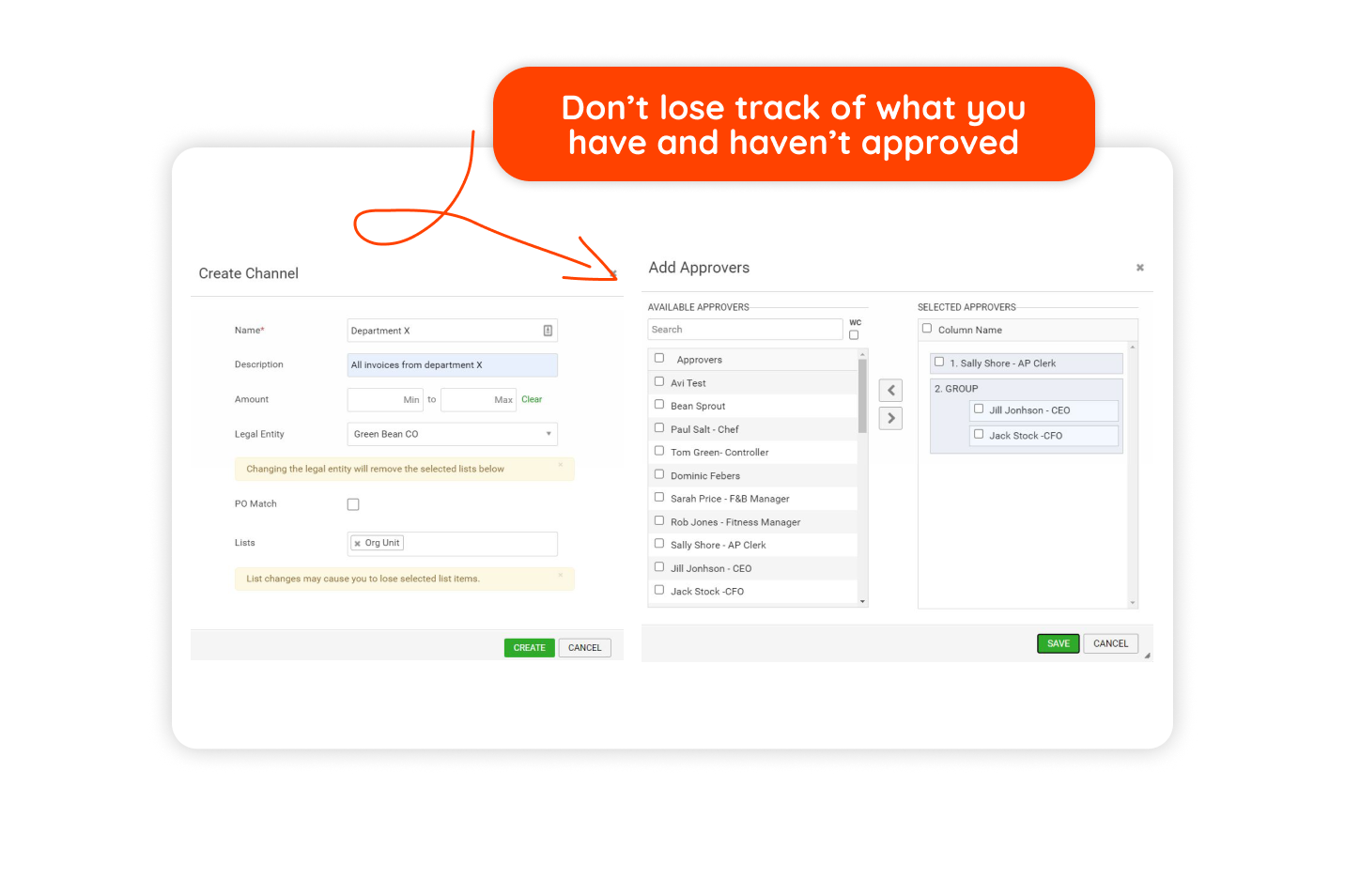 Custom approval channels